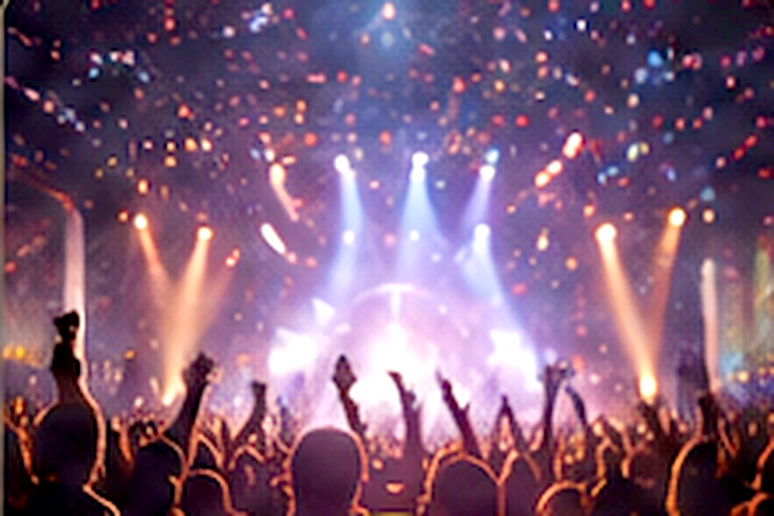 Concert crowd under stage lights
